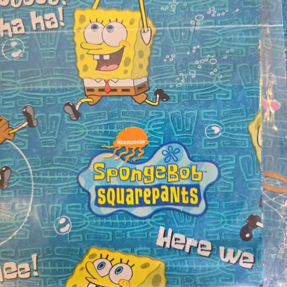 Vintage 2000's SpongeBob Nickelodeon lot of 3 Gibson Gift Wrap Sheets